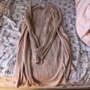 Lucky Brand Long Tan Knit Cardigan